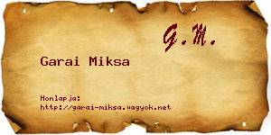 Garai Miksa névjegykártya